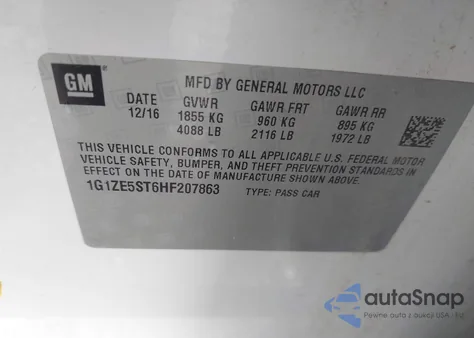 2017 Chevrolet Malibu 1Lt from USA, damaged, VIN 1G1ZE5ST6HF207863